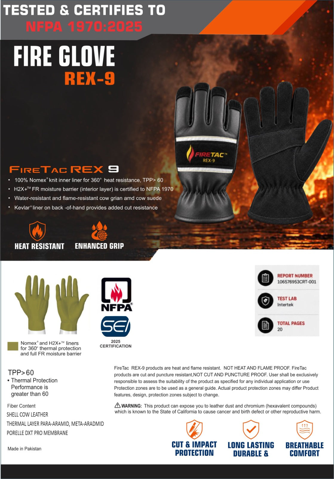 REX-9 NFPA Structural Firefighter Gloves | FireTac
